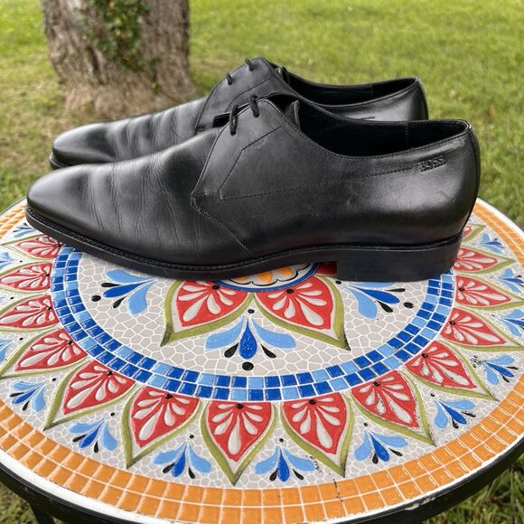 Hugo Boss Salin Lace Up Oxford Dress Shoes Mens 9.5 Black Leather RARE main image 8